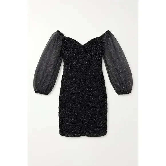 B Hardin fitted ruched silhouette Mini Cocktail Dress W/ Irredentist Polka Dots - Picture 2 of 9